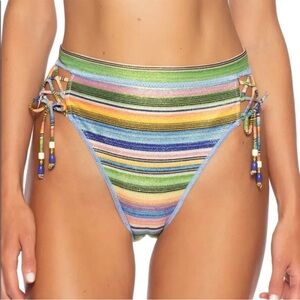 NWOT BECCA BLUE SHADOW East Village Danielle High Waist Bikini Bottom Sz SMALL